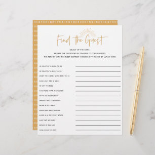 Boho Sunshine Baby Shower Guest Game