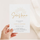 Boho Sunshine Baby Shower Invitation<br><div class="desc">A little ray of Sunshine is on the way!,  Baby shower invitation. Chic typography design style template with coordinating rustic yellow pattern backing.</div>