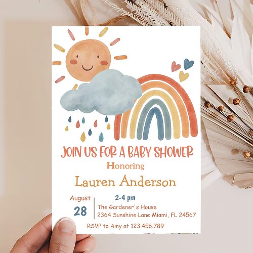 Boho Sunshine Baby Shower Invitation