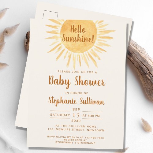 Boho Sunshine Baby Shower  Invitation Postcard