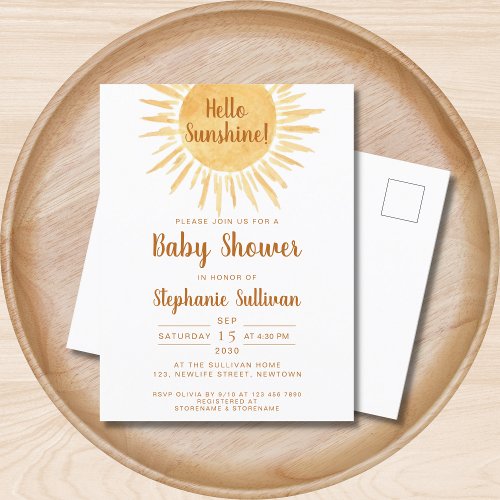 Boho Sunshine Baby Shower Invitation Postcard