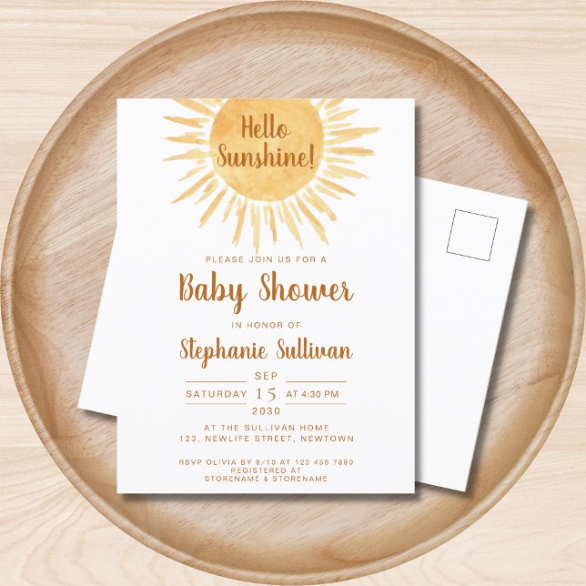 Boho Sunshine Baby Shower Invitation Postcard (Creator Uploaded)