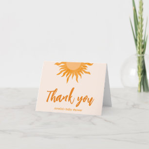 Boho sunshine Baby shower  Letterpress Thank You Card