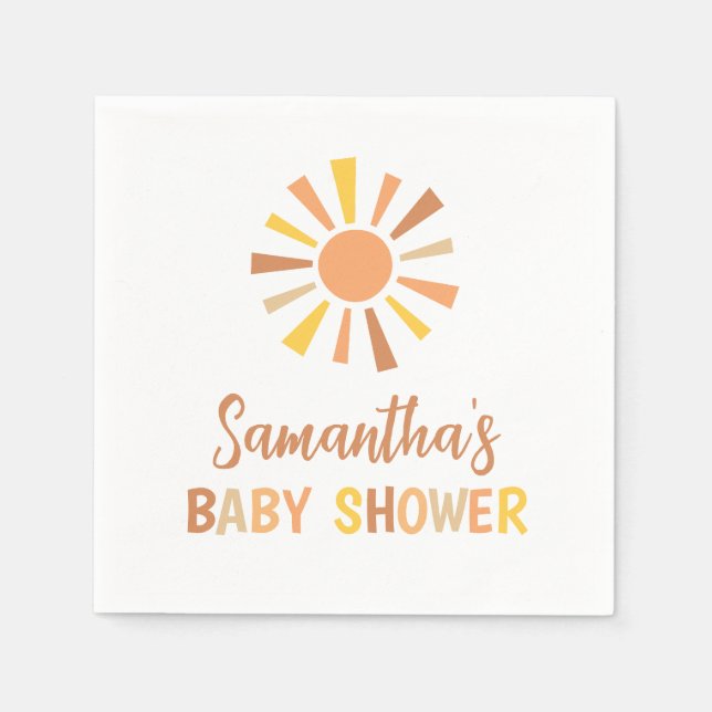 Boho Sunshine Baby Shower Napkins (Front)