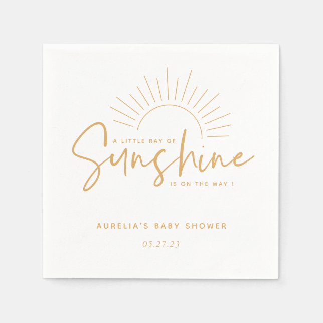 Boho Sunshine Baby Shower Napkins (Front)