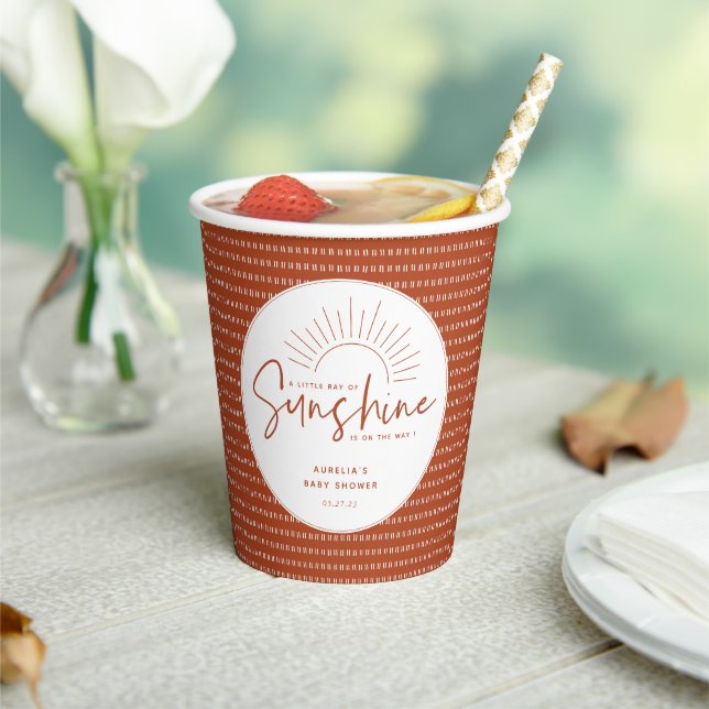 Boho Sunshine Baby Shower Paper Cups (Insitu)