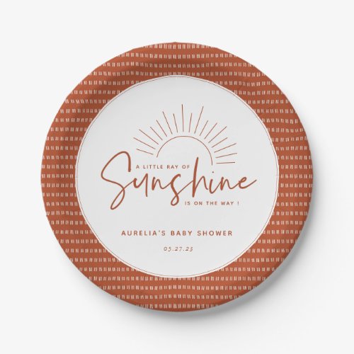 Boho Sunshine Baby Shower Paper Plates