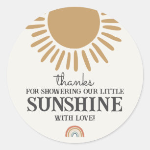 boho sunshine baby shower rainbow favor sticker
