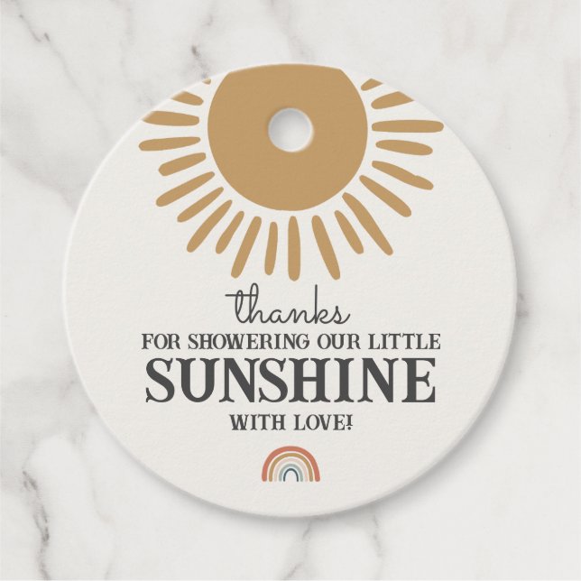 boho sunshine baby shower rainbow favor tag (Front)
