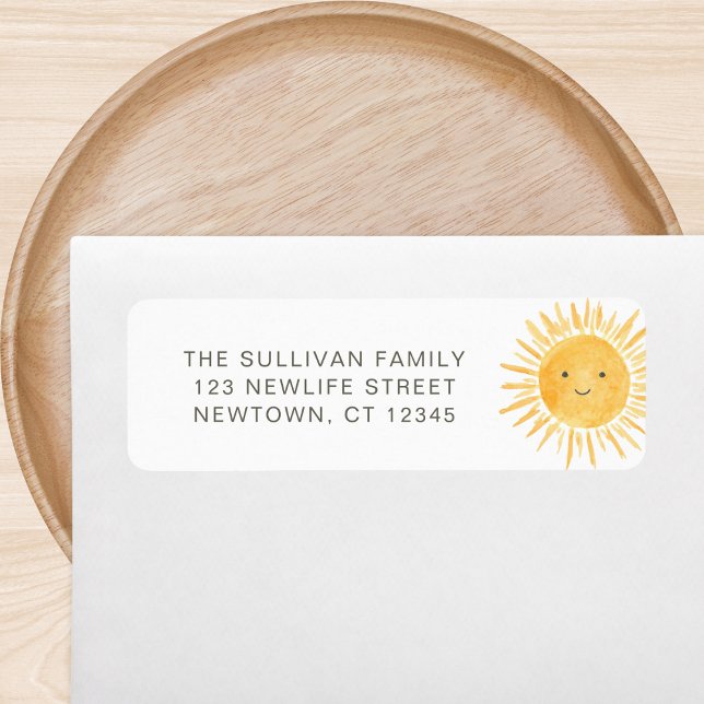 Boho Sunshine Baby Shower Return Address Label (Creator Uploaded)