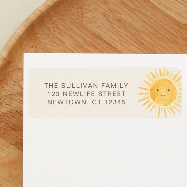Boho Sunshine Baby Shower Return Address Label (Creator Uploaded)