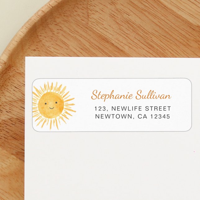 Boho Sunshine Baby Shower Return Address Label (Creator Uploaded)
