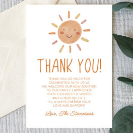 Boho Sunshine Baby Shower Thank You Card