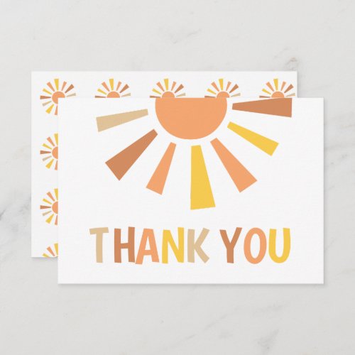 Boho Sunshine Baby Shower Thank You Card