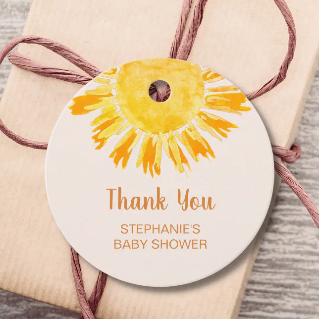 Boho Sunshine Baby Shower Thank You Favor Tags | Zazzle