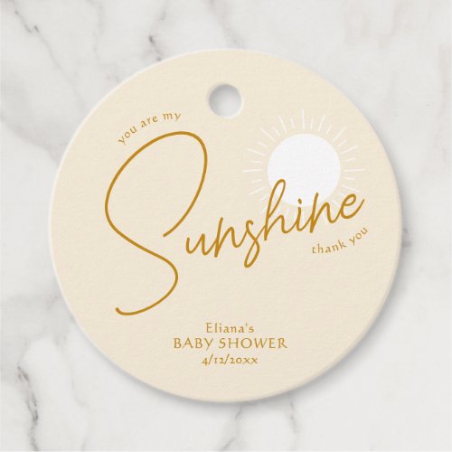 Boho Sunshine Baby Shower Thank You Favor Tags