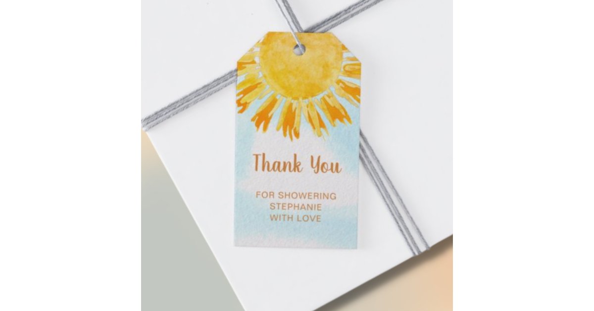 Boho Sunshine Baby Shower Thank You Gift Tags | Zazzle