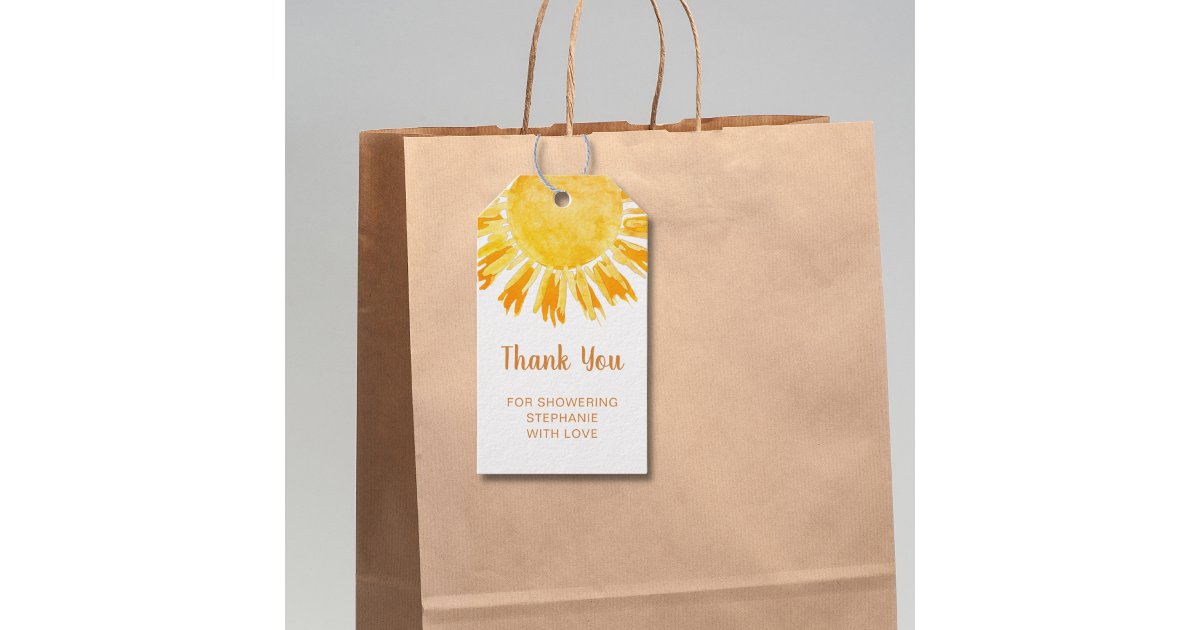Boho Sunshine Baby Shower Thank You Gift Tags | Zazzle