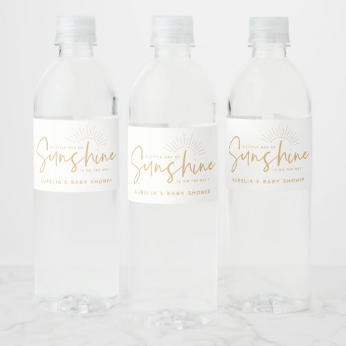 Boho Sunshine Baby Shower Water Bottle Label