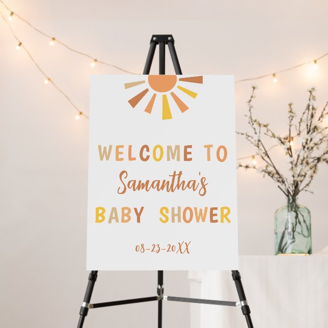 Boho Sunshine Baby Shower Welcome Sign (In Situ (Stand))