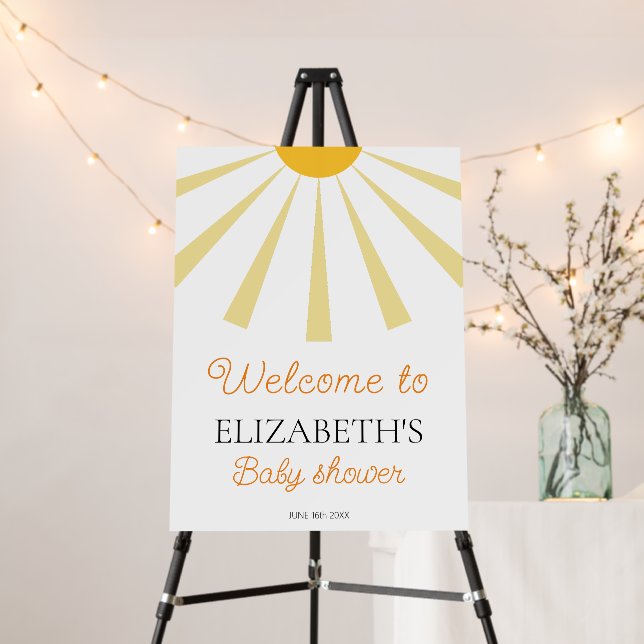 Boho Sunshine Baby Shower Welcome Sign (In Situ (Stand))