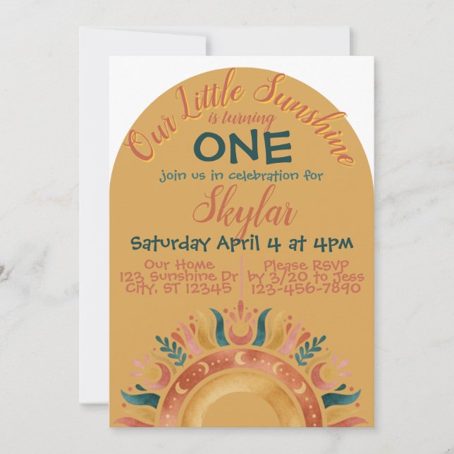 Boho Sunshine birthday  Invitation (Front)