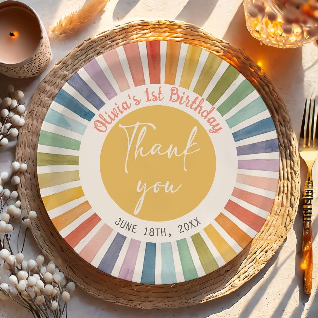 Boho Sunshine Birthday Paper Plates (Creator Uploaded)