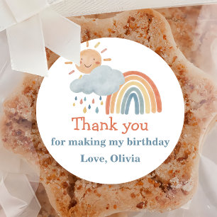 Boho Sunshine Birthday Party Classic Round Sticker