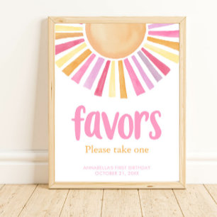 Boho sunshine birthday party favors sign