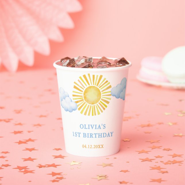 Boho Sunshine Birthday Party Paper Cups (Insitu)