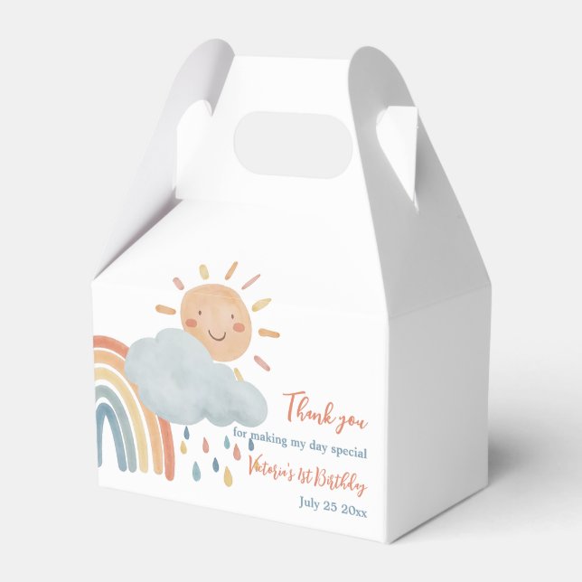 Boho Sunshine Birthdayb Party Favor Boxes (Front Side)