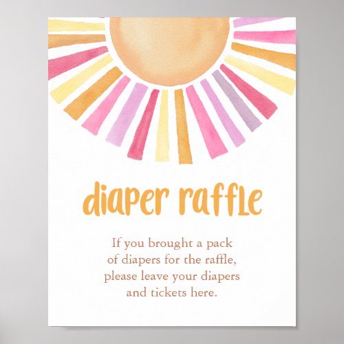 Boho sunshine Diaper Raffle girl baby shower sign