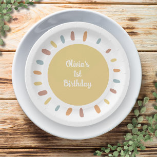 Boho Sunshine First Birthday Party Paper Plates