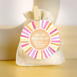 Boho sunshine First Trip around the Sun birthday Favor Tags