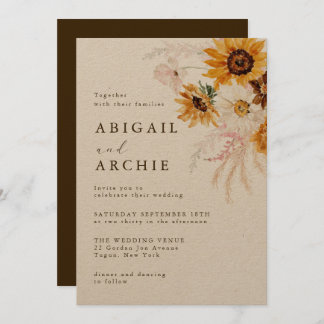 Boho Sunshine Floral Wedding Invitation