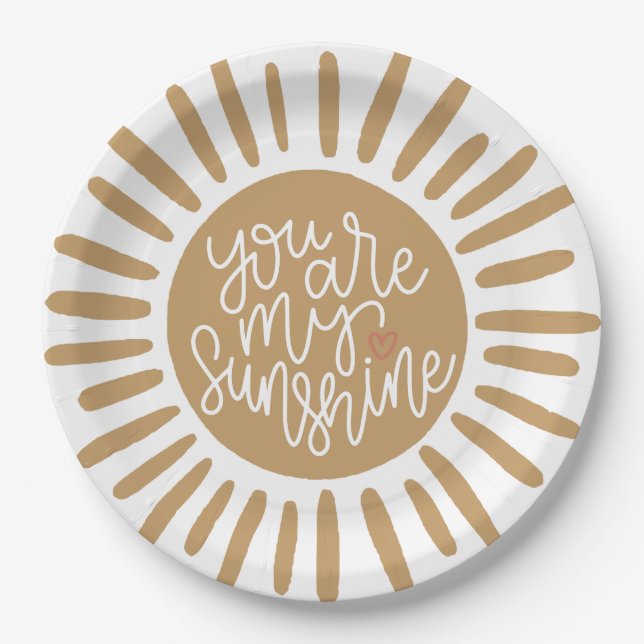 boho sunshine for birthday or baby shower paper plates (Front)