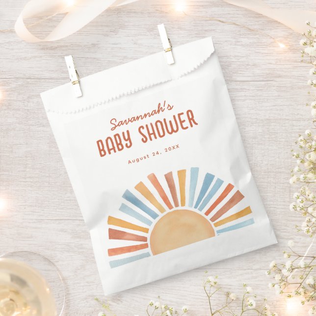 Boho Sunshine Gender Neutral Baby Shower Favor Bag (Clipped)