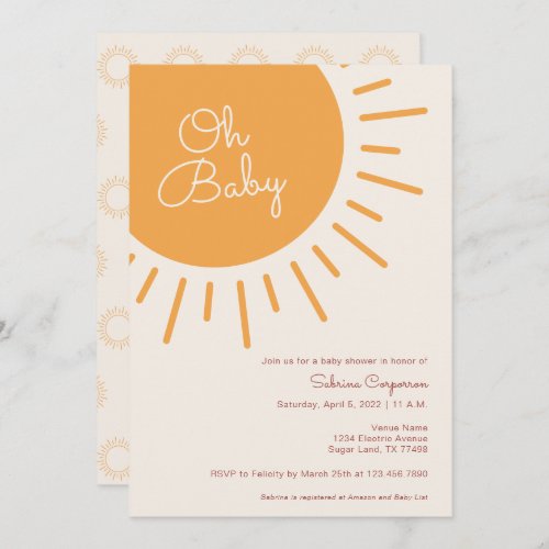 Boho Sunshine Gender Neutral Baby Shower Invitatio Invitation