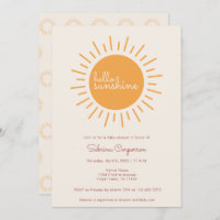 Boho Sunshine Gender Neutral Baby Shower Invitation