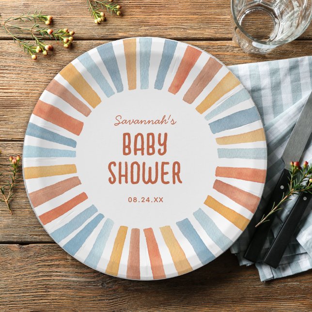Boho Sunshine Gender Neutral Baby Shower Paper Plates (Creator Uploaded)