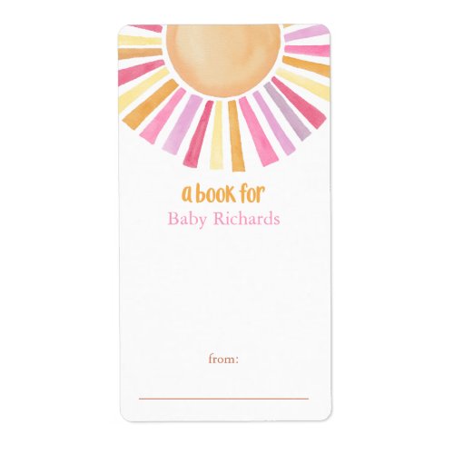 Boho sunshine girl baby shower book tags stickers