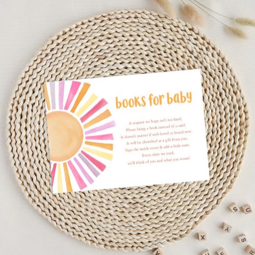 Boho sunshine girl baby shower books for baby enclosure card