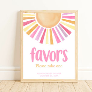Boho sunshine girl baby shower favors sign