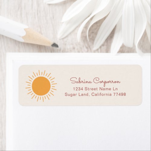 Boho Sunshine Golden Yellow Return Label