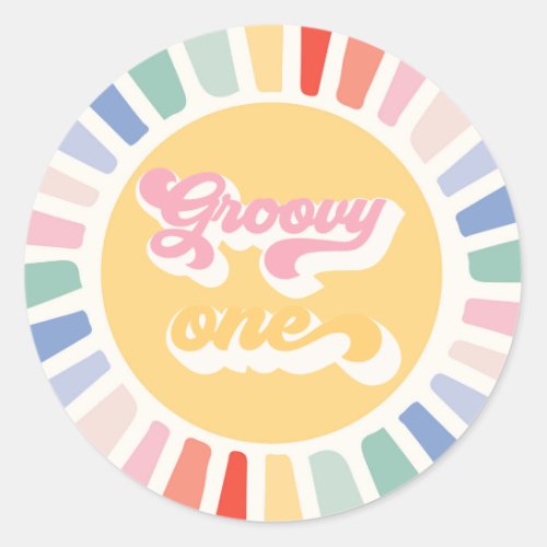Boho Sunshine Groovy One Sunshine Favor Classic Round Sticker