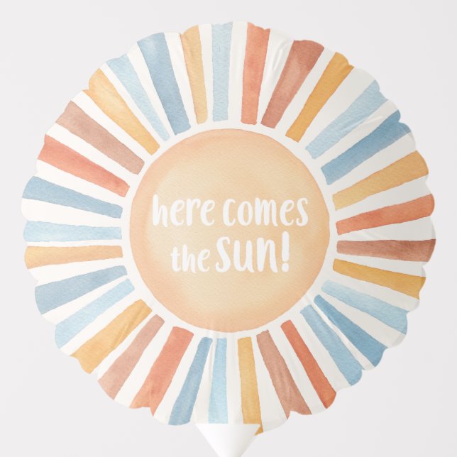 Boho sunshine Here Comes the Sun baby shower Balloon (Front)