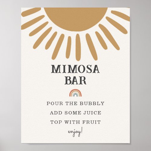 boho sunshine mimosa bar baby shower party sign