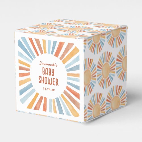 Boho Sunshine Neutral Baby Shower Favor Boxes