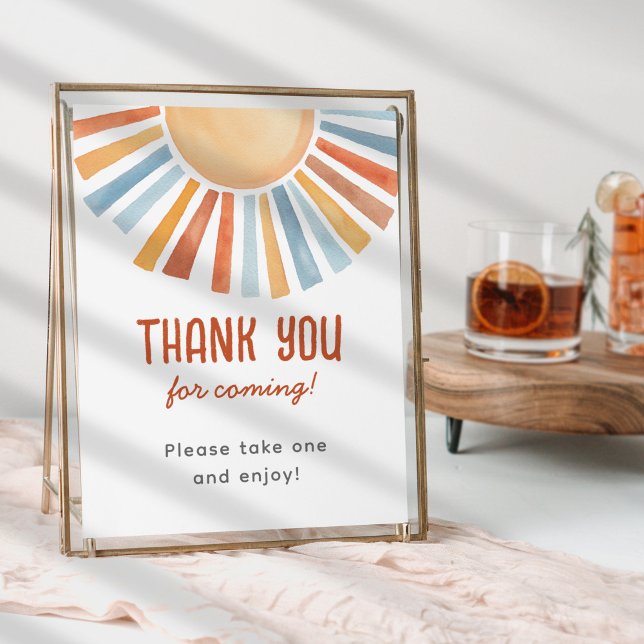 Boho Sunshine Neutral Baby Shower Favor Sign (Creator Uploaded)