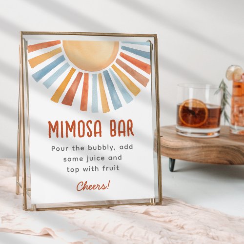 Boho Sunshine Neutral Baby Shower Mimosa Sign